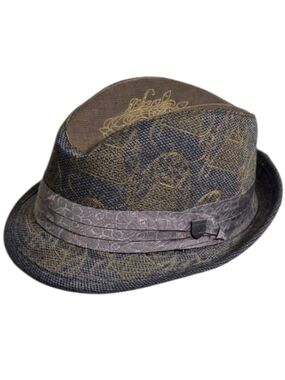 Goorin Bros Minna 1333 Fedora Trilby Hat Gray Gold Large Owl Vintage Gangster